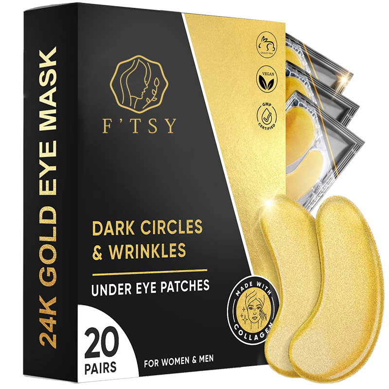 Private Label 24K Gold Collagen Eye Gel Pad Mask Puffy Eyes Solution Wrinkle Remover Eye Patch Eye Mask