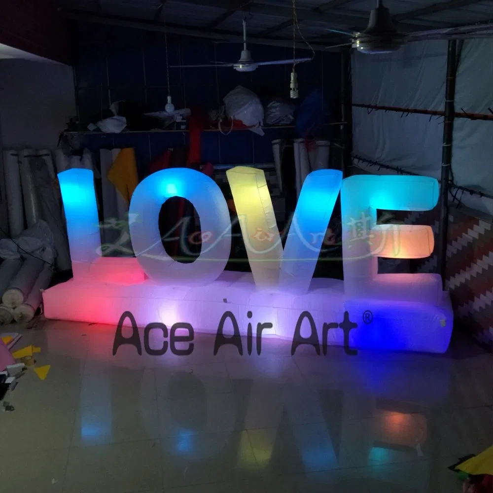 Romantic Giant Inflatable Love Letter with LED Lights for Wedding Party Event Stage Valentine's Day Decoration