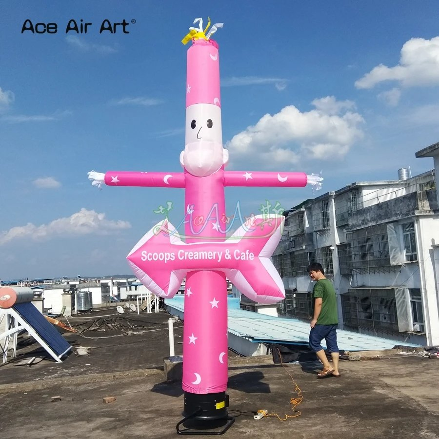 3mh or Custom Ice Cream Air Dancer Inflatable Older Dancer Man Single Leg Sky Dancer with Arrow for Ice Cream Advertisement