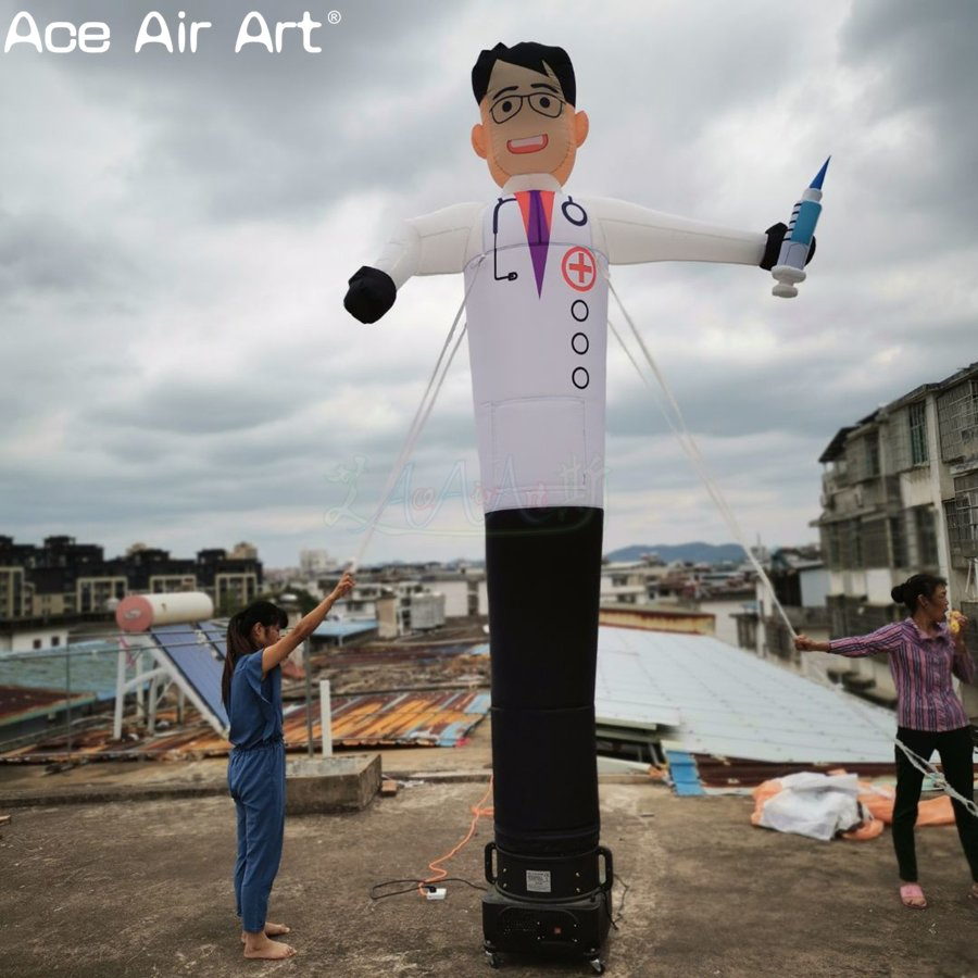 4m Tall Inflatable Male Doctor Air Dancer for Hospital, International Doctors' Day and Clinic Opening