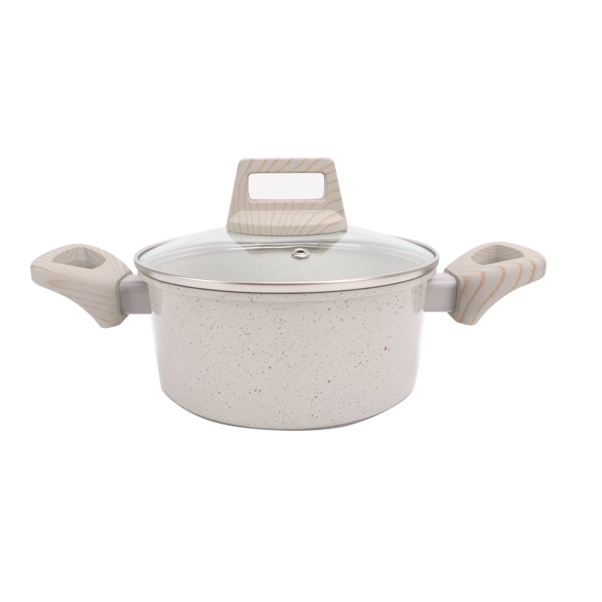 9PCS Nonstick Cookware Beige White Granite Stone Pan and Pots Set for Cooking