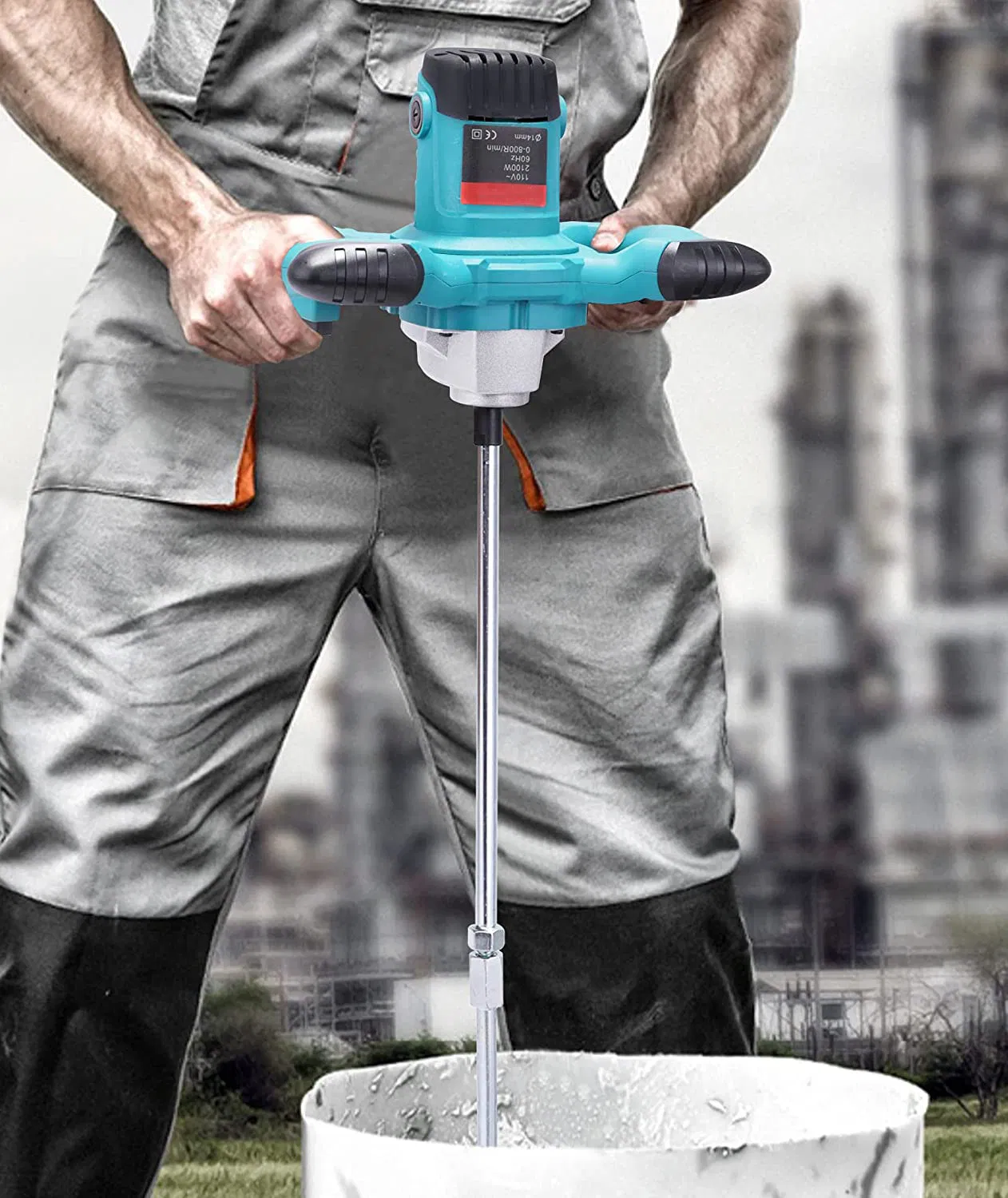 1500W Electric Portable Concrete Mixer with Soft Start Suitable for Mixing Cement, Mortar, Paint (EM003)