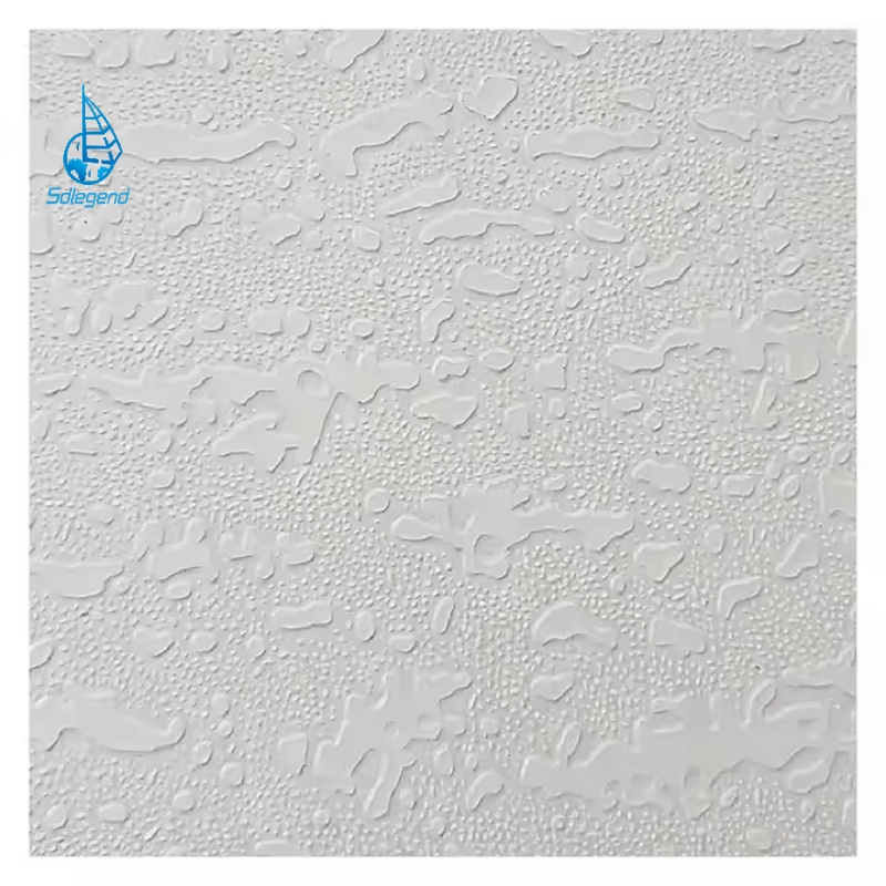 Hotel Interior Decorative Light Weight PVC Laminated Gypsum Ceiling Tiles 595X1195mm