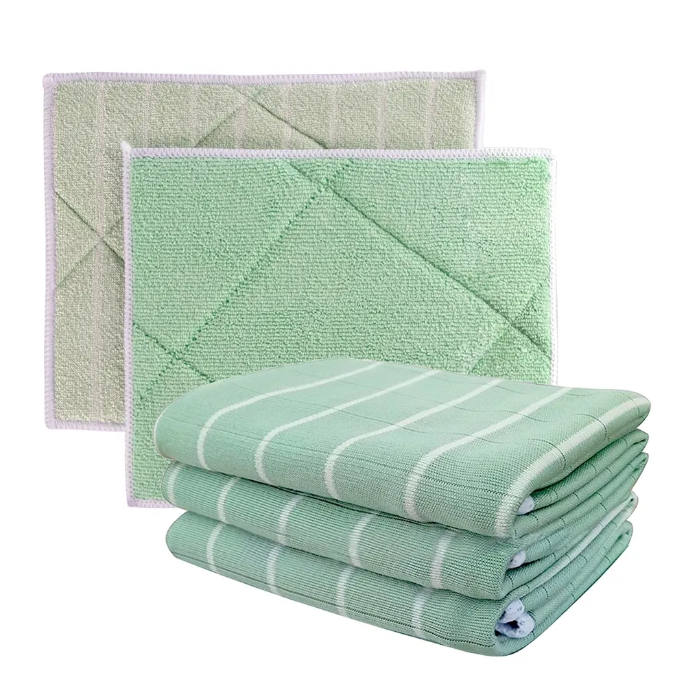 5pk Bamboo Fiber Suit Glass Cloth Water Absorption Environmental Bamboo Fiber Cleaning Cloth