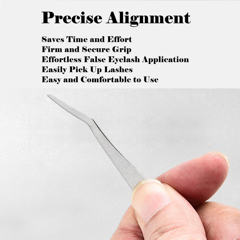Slanted Tip Stainless Steel Eyebrow Shaping Lash Eyelash Extension Tweezers with Comb