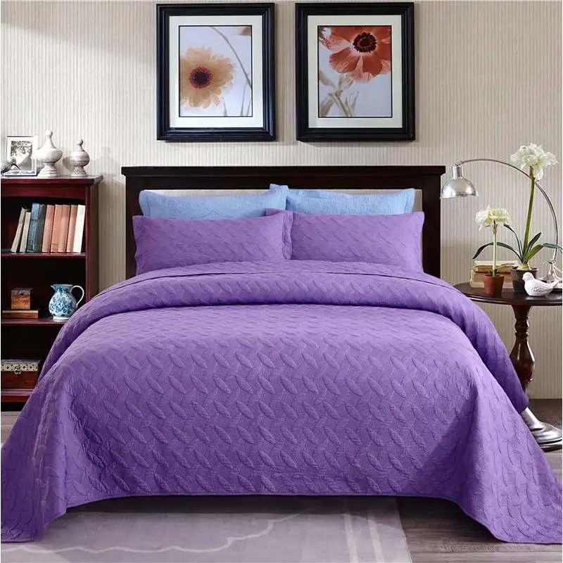 High Quality Colchas 3PC Microfiber Patchwork King Size Elegant Embossed Quilt Bedding Bedspread