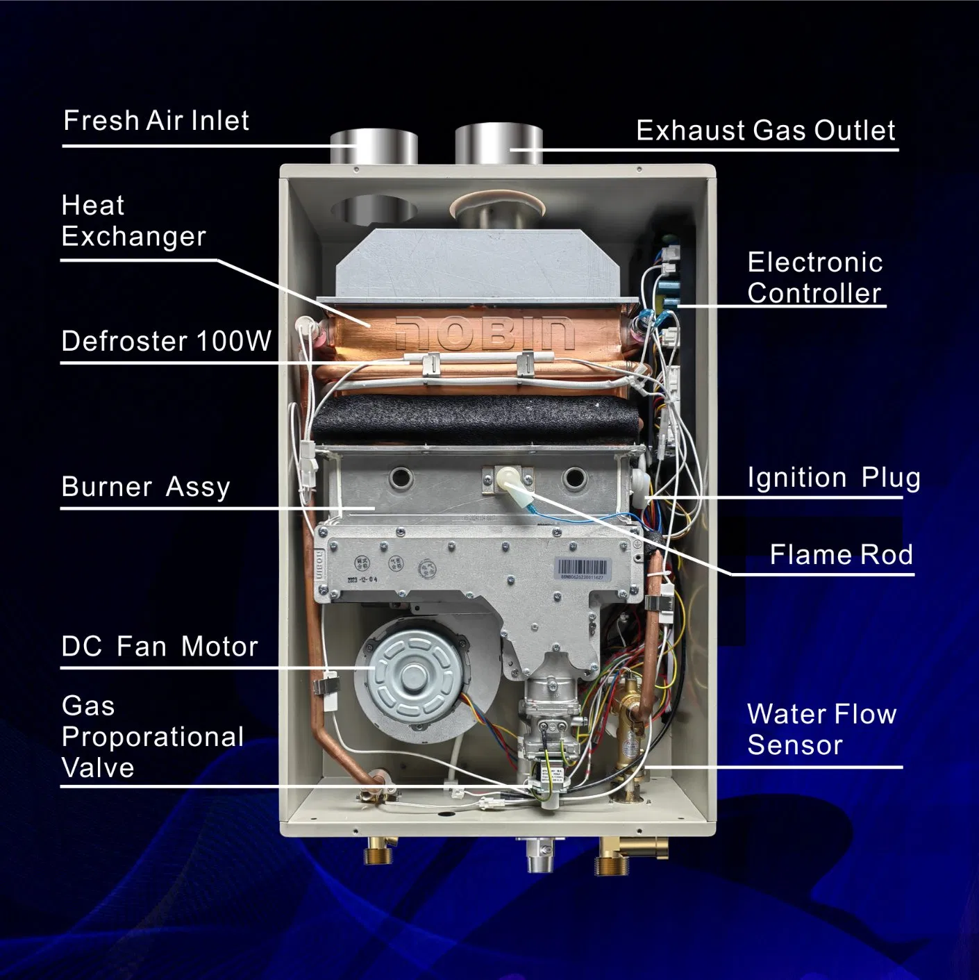 Проточный газовый водонагреватель 64 кВт для помещений