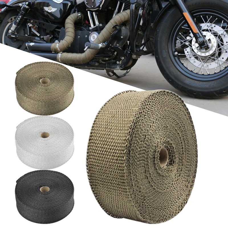 Black Titanium Thermal Shield Exhaust Manifold Header Heat Wrap Exhaust Header Wrap with Stainless Steel Ties
