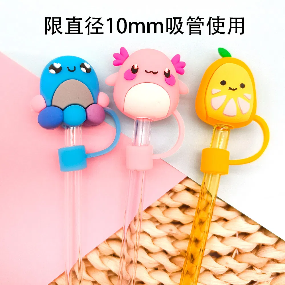 Set of 3 Plush Toy Cartoon Straw Caps, Straw Covers, Dust Plugs, Personalized, Suitable for 10mm Straws