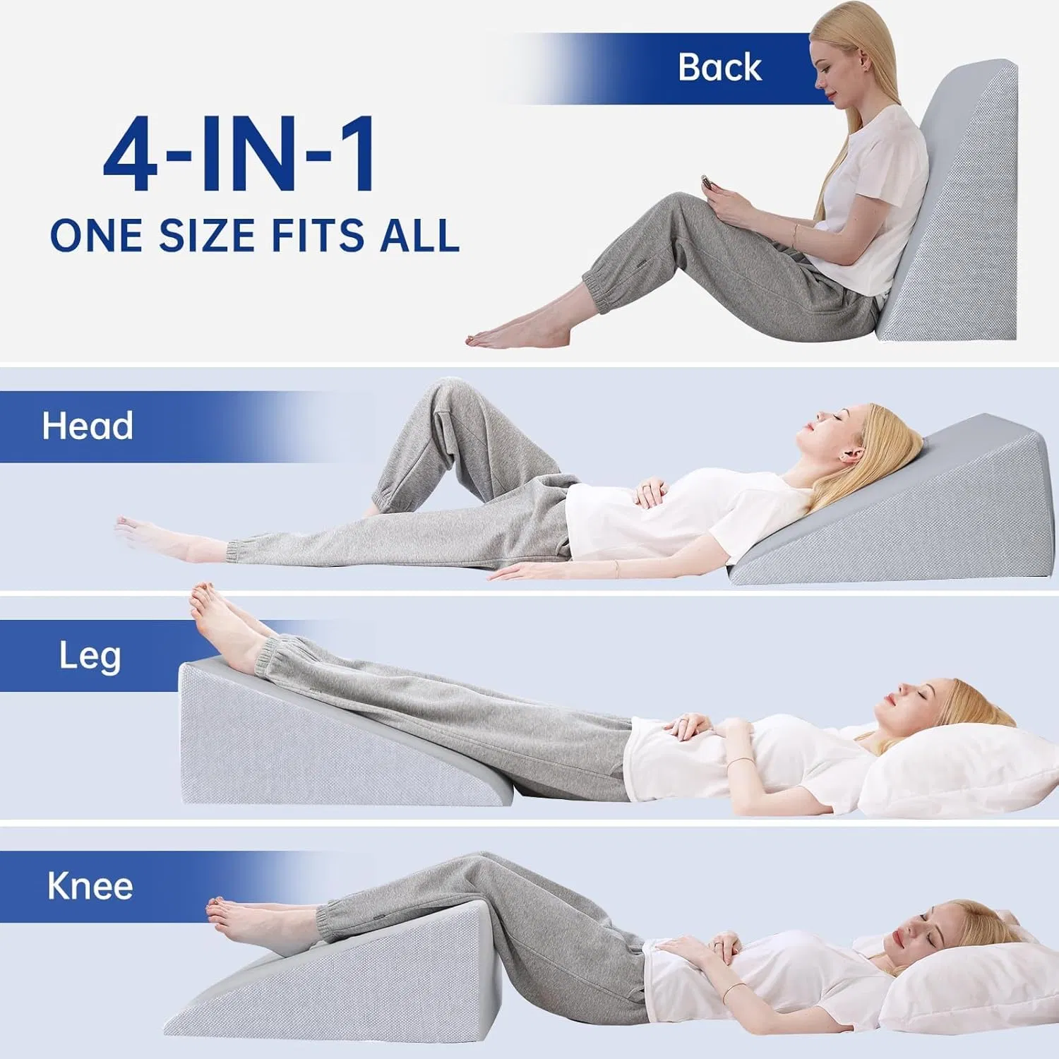 12-Inch Soft Cover Memory Foam Wedge Pillow for Comfort