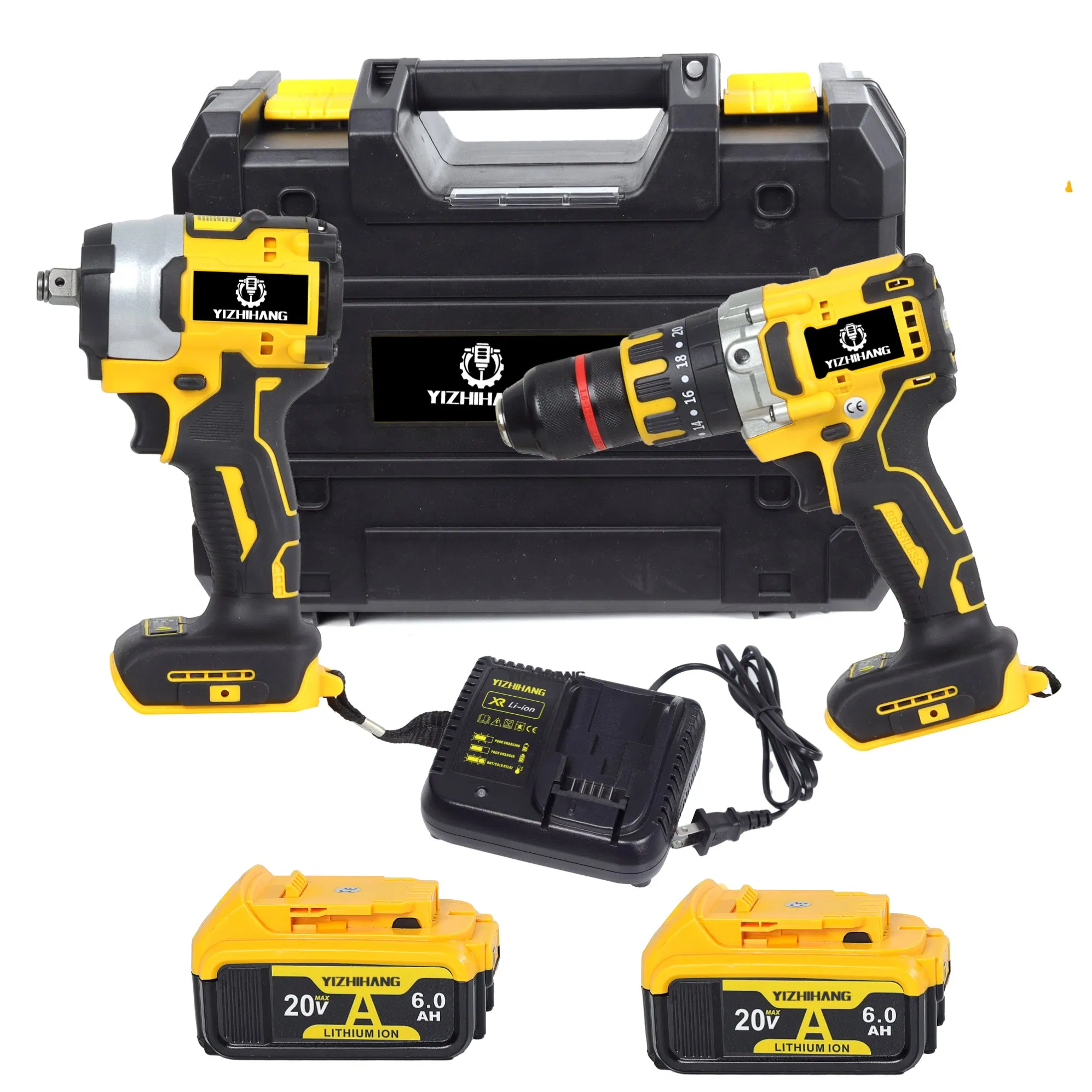 20V Power Combination Kit Battery Powered Impact Drill Wrench Angle Grinder Hammer Drill Tool Set