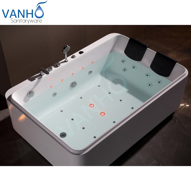 Waterfall Massage, Control Panel with FM, Acrylic Freestanding Bathtub