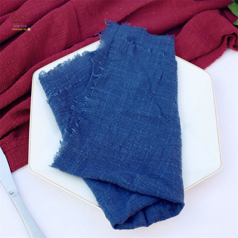 Pink White Party Tea Hotel Restaurant Dinner Wholesale High Quality Personalised Cloth Plain Raw Edge 100% Cotton Gauze Napkins