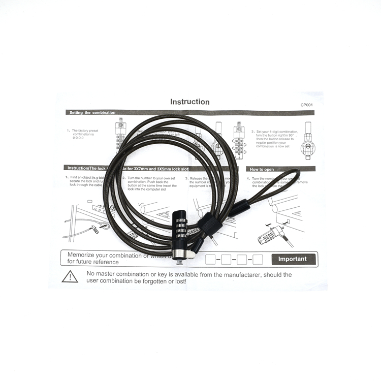 Yh1515 Safety Cable iPad Lock Laptop Lock, Computer Lock Security Lock Safe Lock