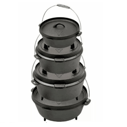 Чугунный казан для кемпинга с крышкой, 4.5-12 л