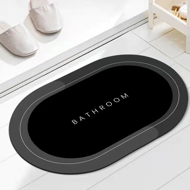 New Printed Custom Easy to Clean Mat Non-Slip Large Modern Rug for Family Bathroom and Kitchen Carpet Well Selling Black Rounded Corners Carpet Diatom Earth