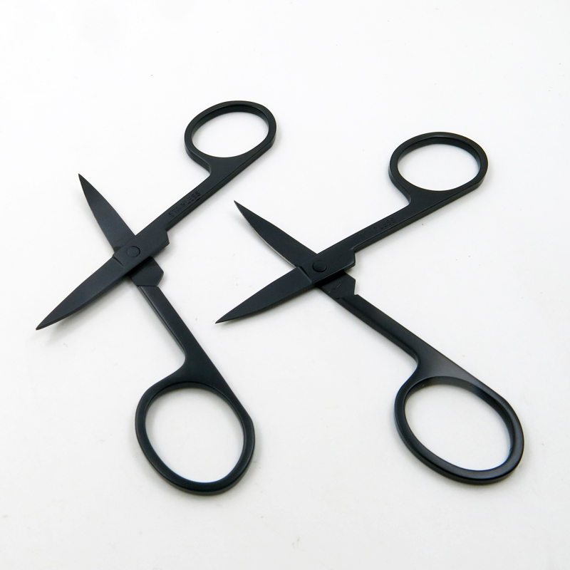Black Color with Stainless Steel Sharp Beauty Makeup Scissors for Eyebrow Hair Facial Trimming Tweezers