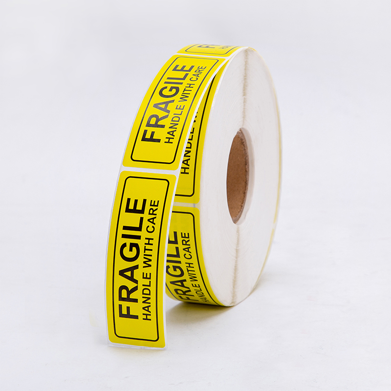 Large Roll of Coated Paper Self-Adhesive Logistics Transportation Fragile Warning Label Sticker