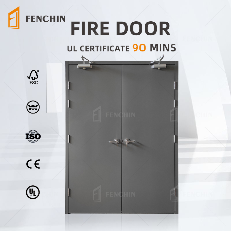 UL Standard China Manufacturer Steel Commercial Hotel Fire Rated Proof Resistant Doors for House Escape Passage Guest Rooms