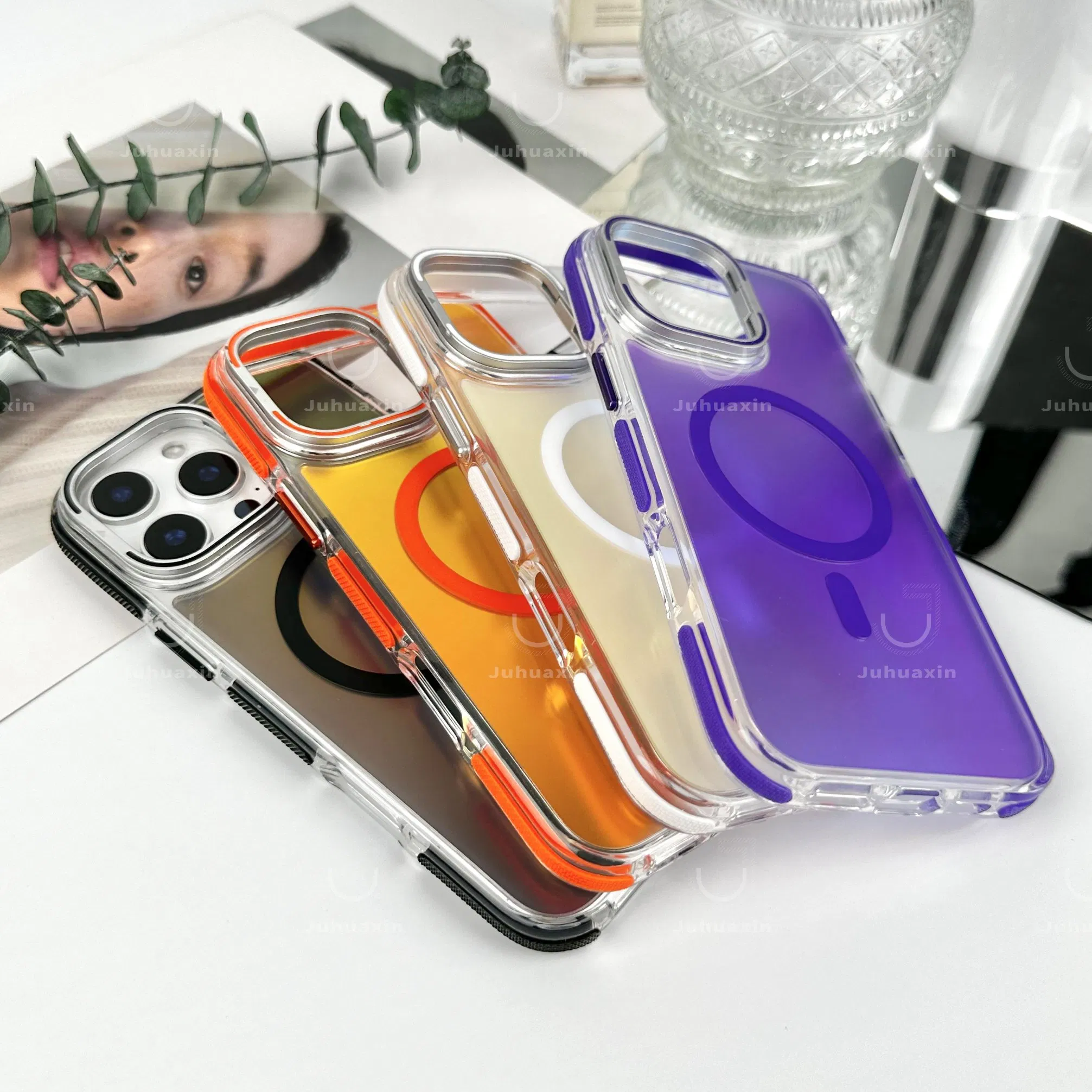 Newest Design Multiple Colors Mobile Phone Cover with Camera Holder Fundas for iPhone Samsung Huawei Xiaomi