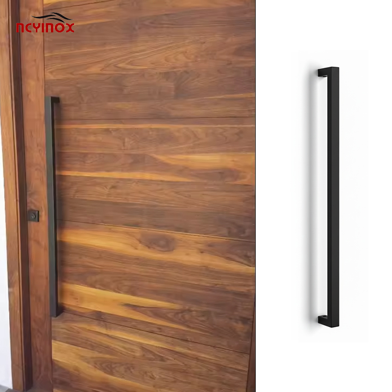 Modern Stainless Steel Back-to-Back Long Door Handle Square Bar Pull Handle for Wooden Door / Entry Door
