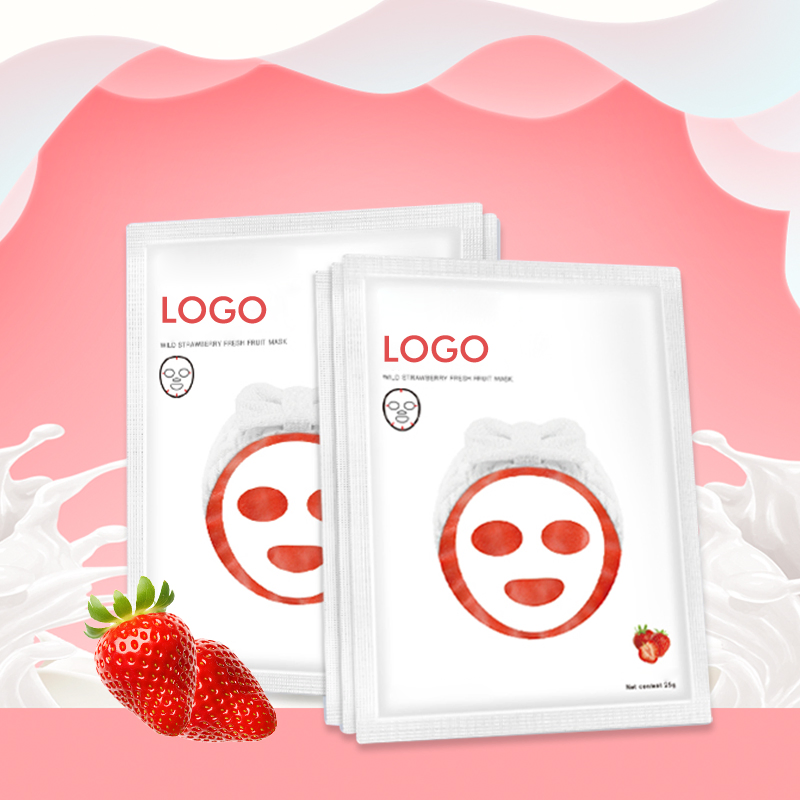 Organic Fruit Strawberry Facial Mask Brightening Hydrating and Antioxidant Formula for Radiant Skin and Soothes Face Sheet Mask