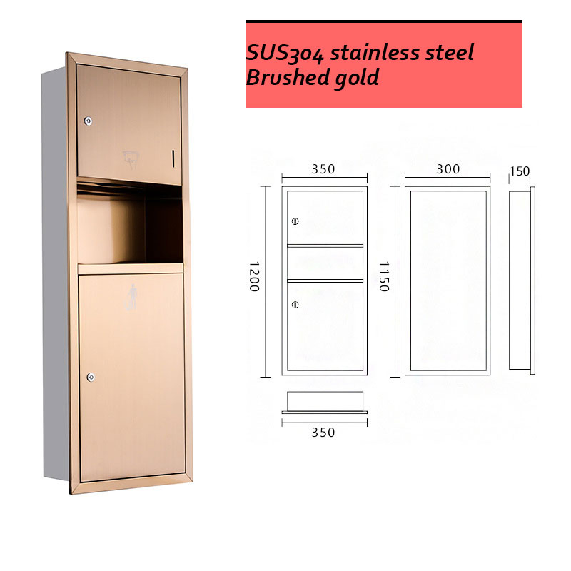 Stainless Steel Unit Electronic Hand Dryer Paper Towel Dispenser and Waste Receptacle 3-in-1 Multi Purpose Cabinets Combo