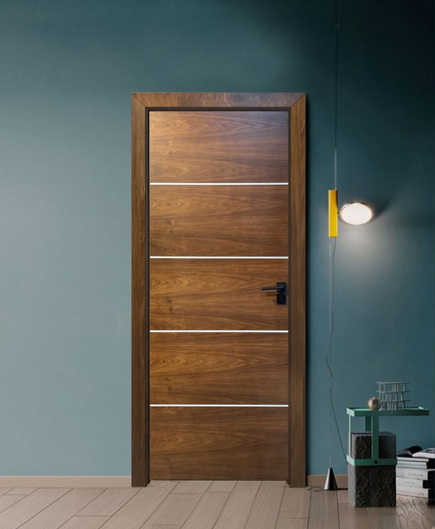 Hinge Style Solid Wood with Nature Veneer Skin Interior Room Door Finished Surface Bedroom for Modern Houses Apartment