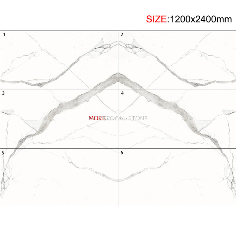 Villa Indoor Outdoor Wall Floor Bookmatched Calacatta Calcutta Bianco Carrara Oro White Grey Golden Veins Marble Porcelain Ceramic Tiles 1200X2400