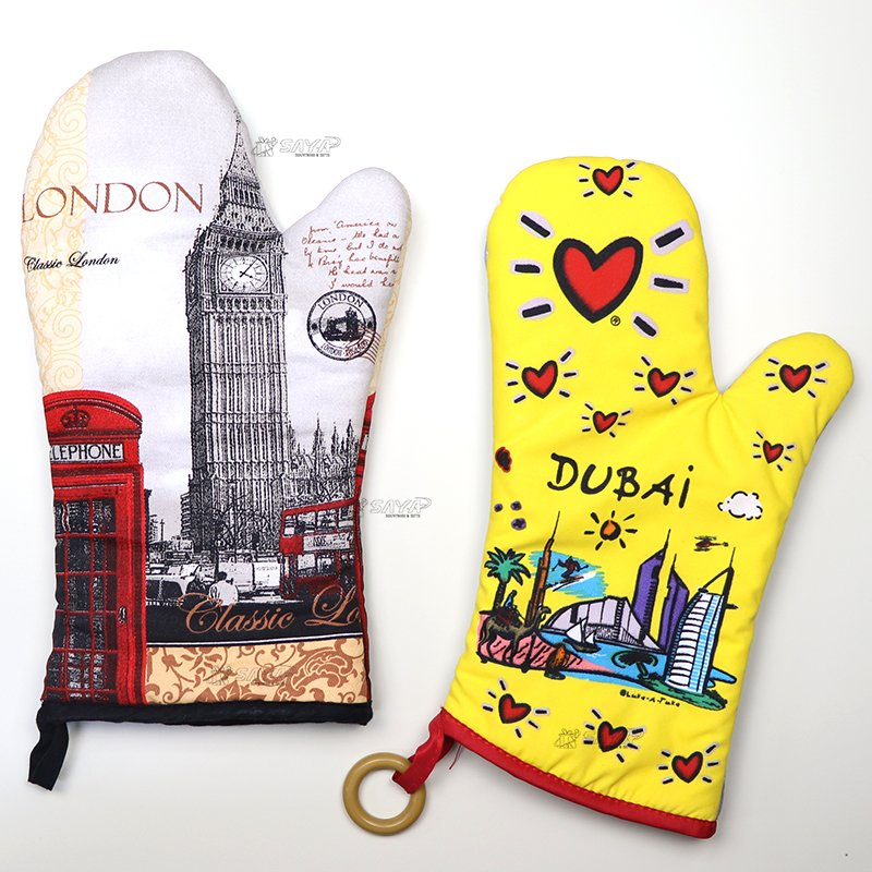 Customizable Souvenir Heat Resistant Cotton Oven Mitts Gloves for Kitchen Use