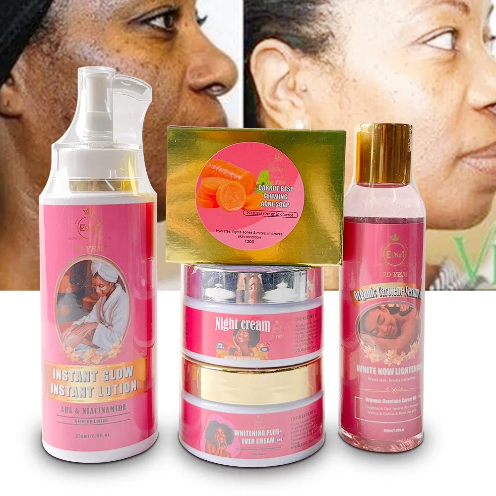 Best-Selling Whitening Acne Skin Care Set Beauty Brightening Firm Smooth Body Lotion Skincare Set Natural Carrot Extract Whitening Cream Serum Oil