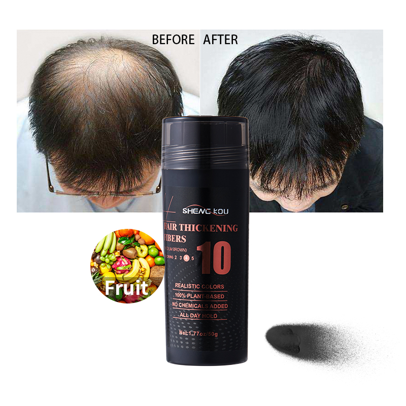 OEM Private Label 50g Medium Brown 100% Plant-Based Clump-Proof Keratin Hair Building Fibers Powder