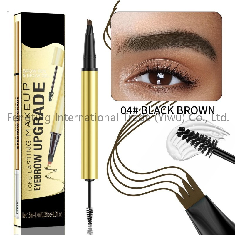 Manufacturer Professional Double Headed Sweat Resistant and Non Smudging Four Claw Liquid Eyebrow Pencil for Natural Three-Dimensional Eyebrows