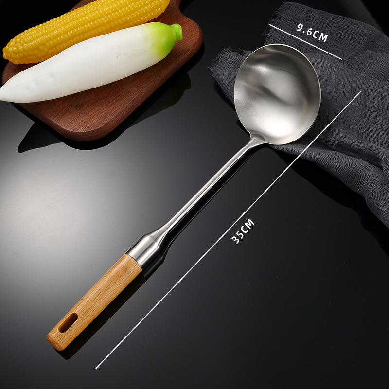 Thickened Stainless Steel Spatula with Oak Handle
