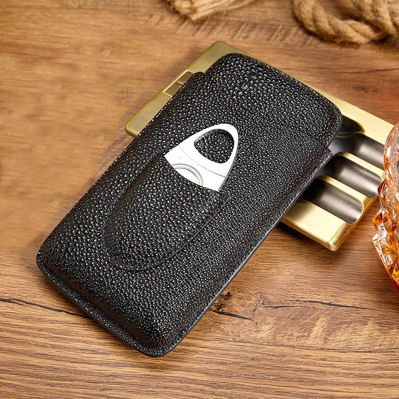 Ea454 Personalize Accessorie Stingray Leather Cigar Box for Men Wholesale Custom Portable Travel Storage Mini Luxury Cigars Case