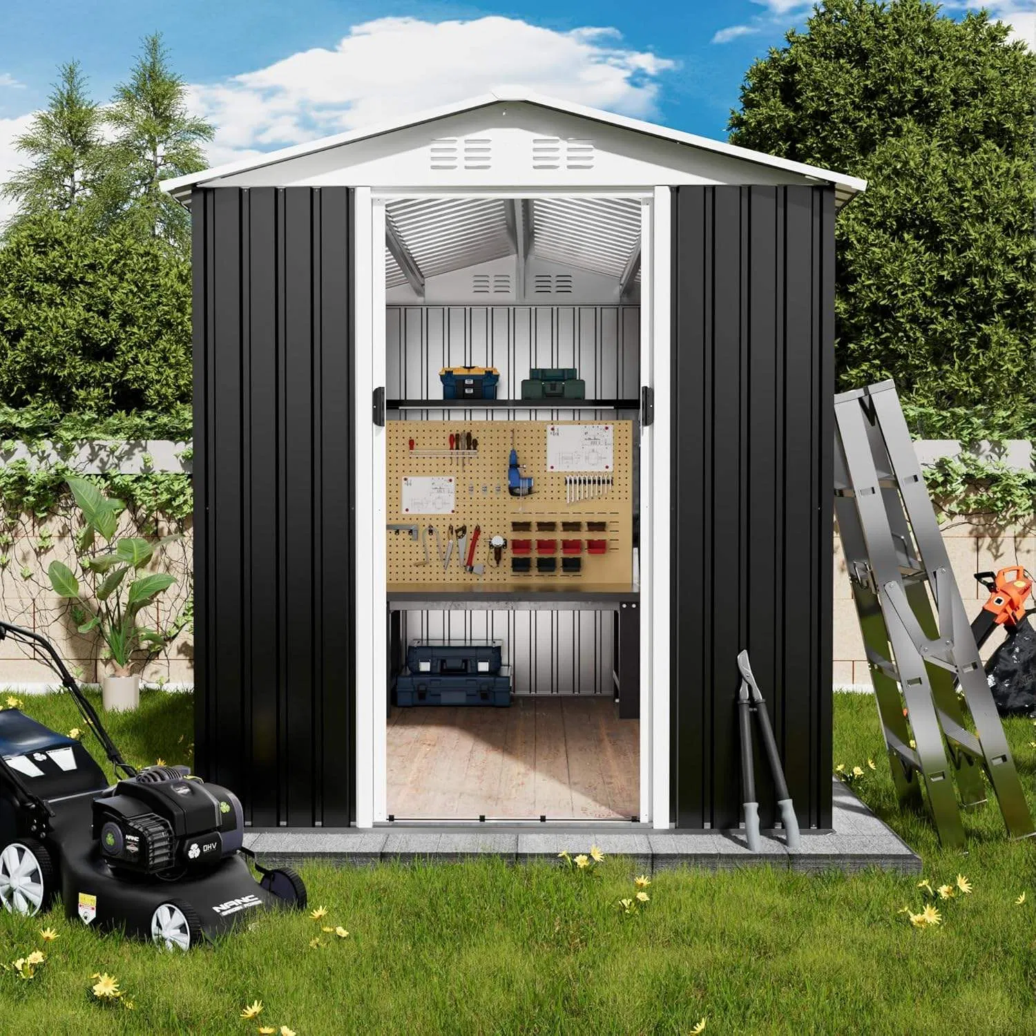 6*9FT Strong Backyard Home Shed Built as Safeguarded Tool House Generous Storage Shed and Stylish Garden Shed Solution