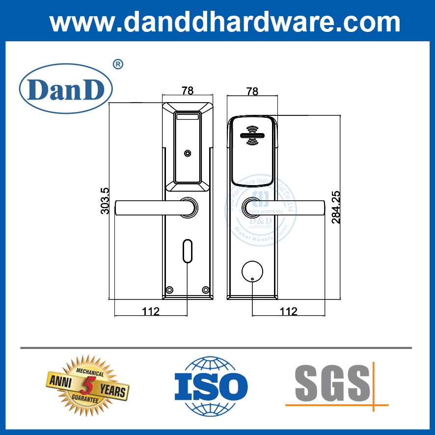 Gold Black Silver Color Fingerprint Combination Miface Card Commercial Hotel Door Lock