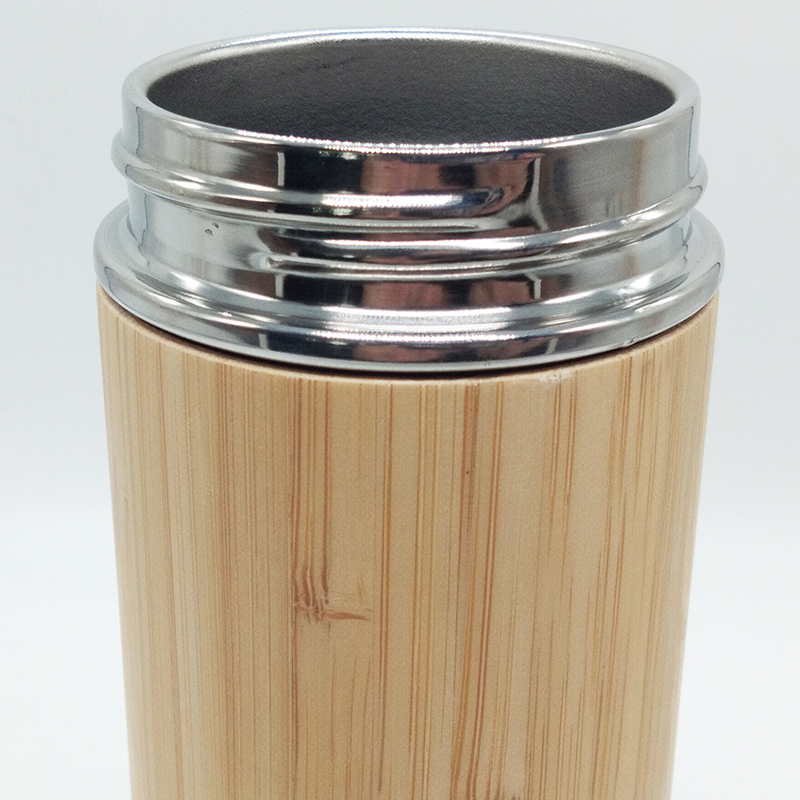 Personalized Bamboo Stainless Steel Thermal Mug Tumbler Water Bottle Vacuum Flask with Strainer