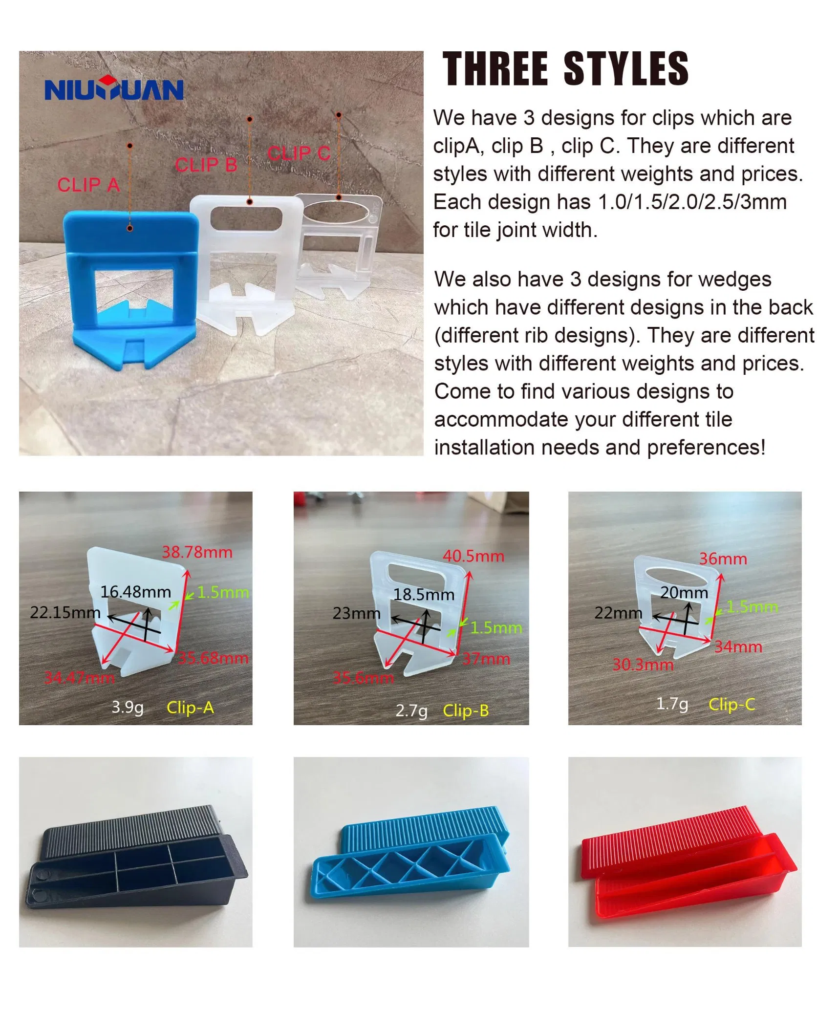 5mm Porcelain Floor Leveler Ceramic Tile Leveling Clip System Tile PP Material Self Leveling System Tile Spacer Cross Wedge