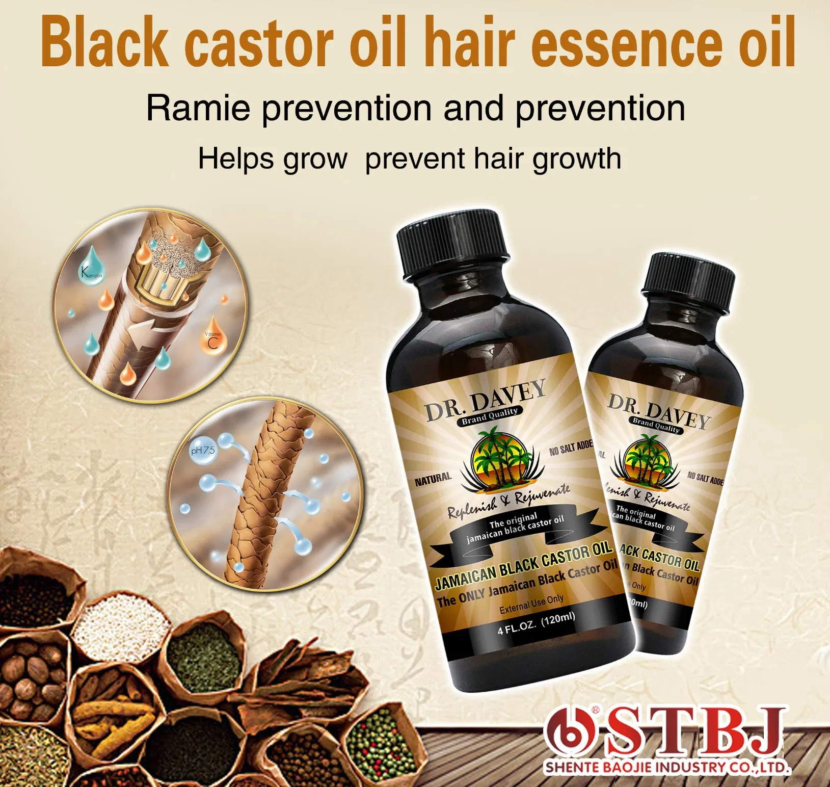 Dr. Davey Black Castor Black Seed Coconut Hair Growth Oil OEM/ODM Private Label Acceptable