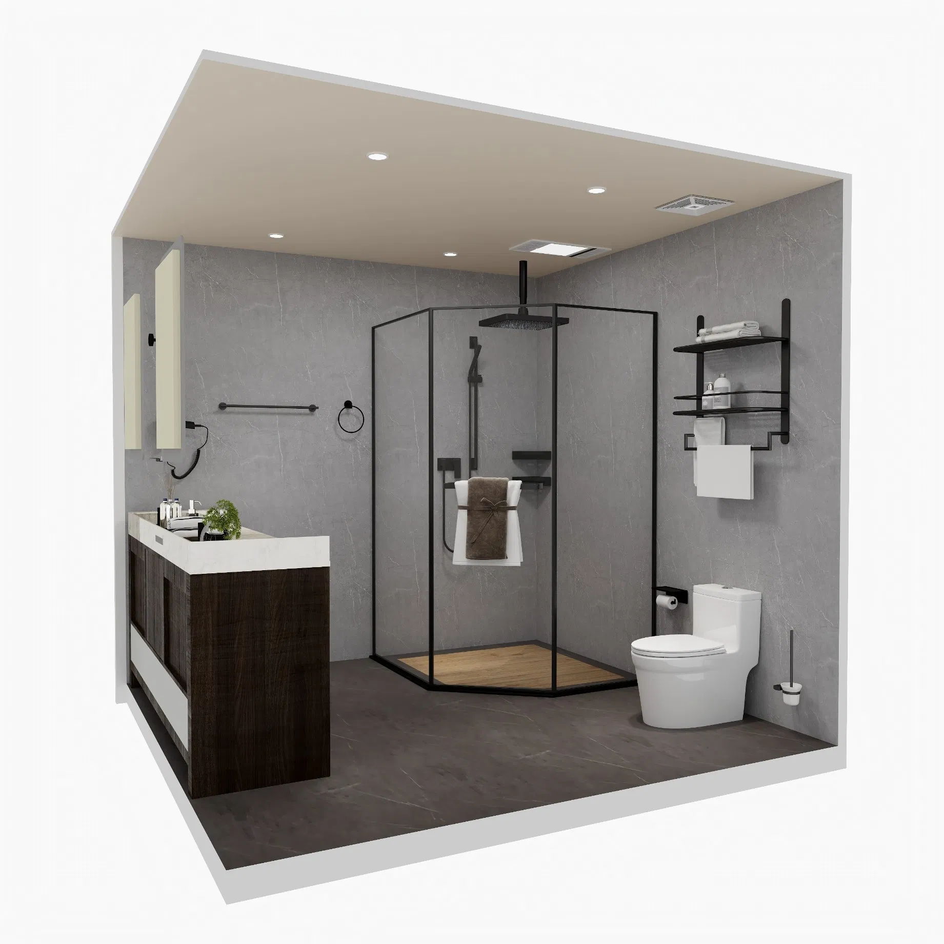Big Bathroom Unit Shower and Toilet All in One Kit Luxury Complete Indoor Portable Prefab Modular Bathroom Pod