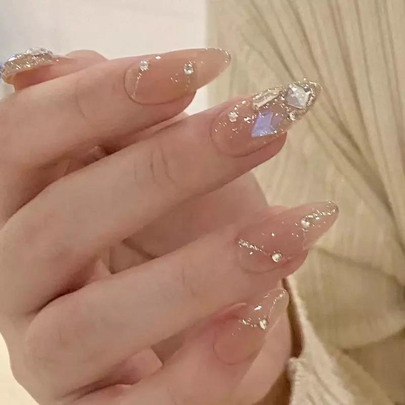2025 New Arrival Press on Acrylic Nails Faux Ongle Diamond Design