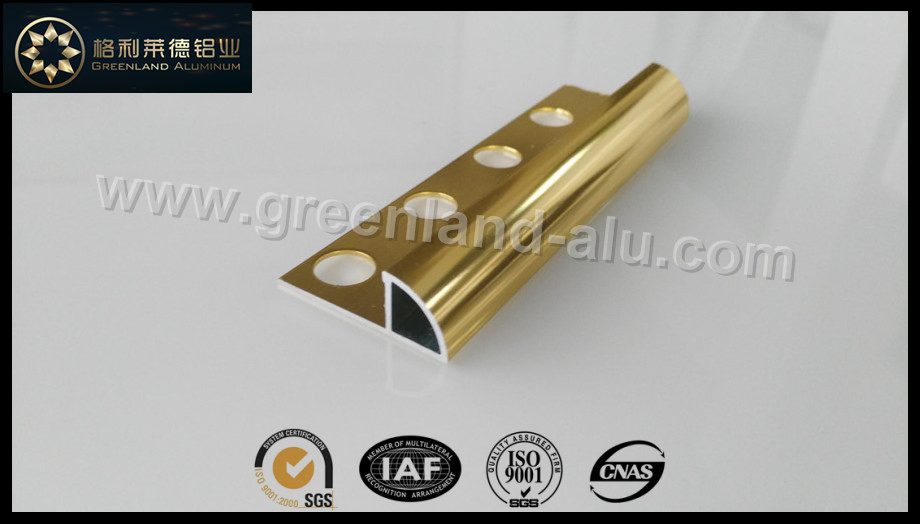 12mm Bright Gold Aluminum Radius Floor Trim