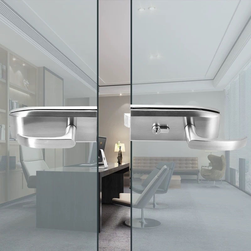 Factory Wholesale Square Frameless Glass Door Lock with Lock for Glass Door Glass to Glass