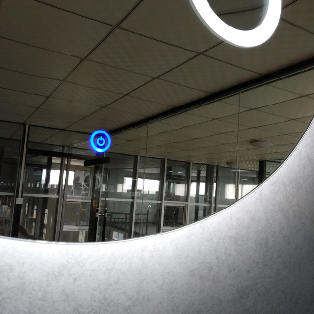 Round LED Bathroom Mirror with Magnifying Glass Mounted on Wall