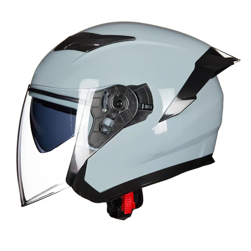 DOT Open Face Motorcycle Helmet with Dual Visor and Washable Liner