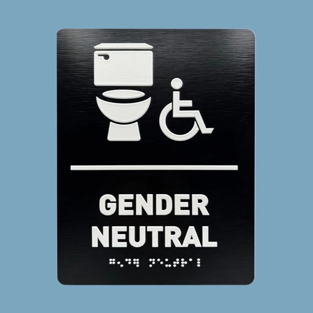 Gender Neutal Accessible Washroom Signs with Braille Signs