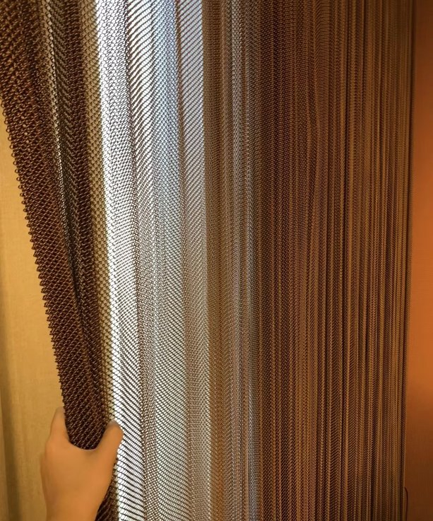 Aluminum Chain Curtain Gold Decorative Metal Coil Drapery Wire Screen Mesh for Ceiling Decor