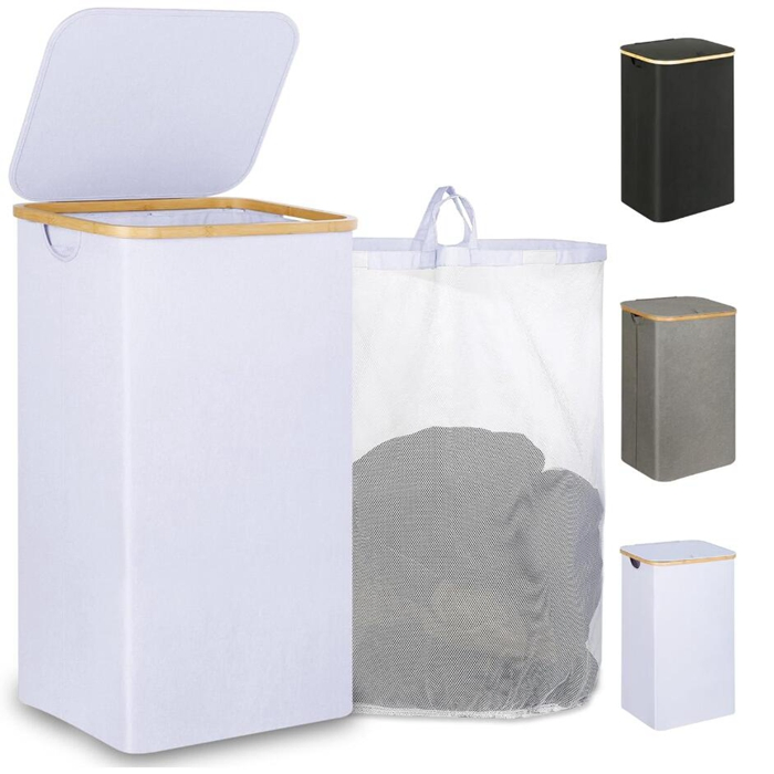 Waterproof Laundry Hamper with Lid and Liner Bag for Bedroom Bathroom Toys