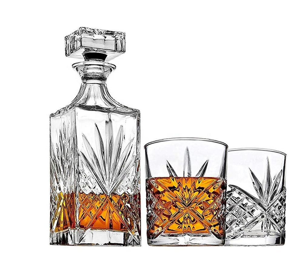 Amazon Top Seller Whiskey Decanter for Liquor Vodka Wine or Bourbon Irish Cut 750 Ml Wine Bottle Set